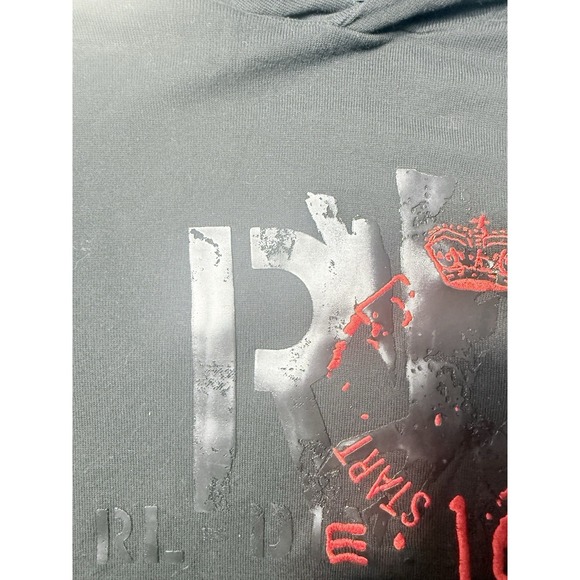 Ralph Lauren Polo Graphic Spell Out Red Logo Lightweight Black Hoodie Men M NICE - Picture 10 of 14